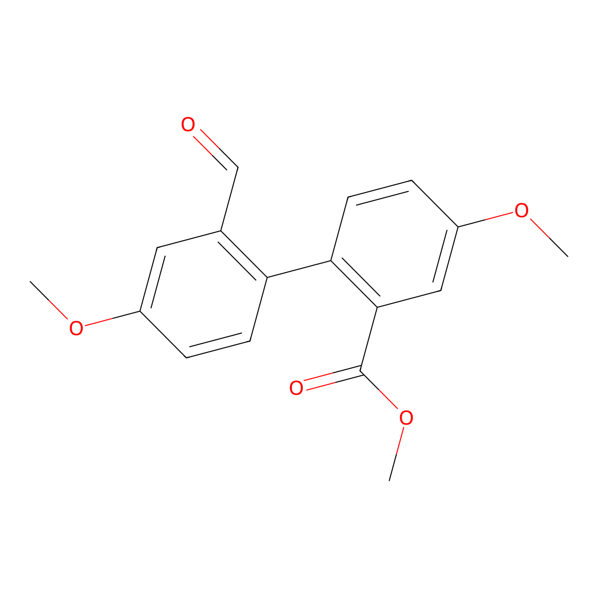 Methyl 2'-formyl-4,4'-dimethoxy[1,1'-biphenyl]-2-carboxylate molecular structure, CAS 139962-98-4