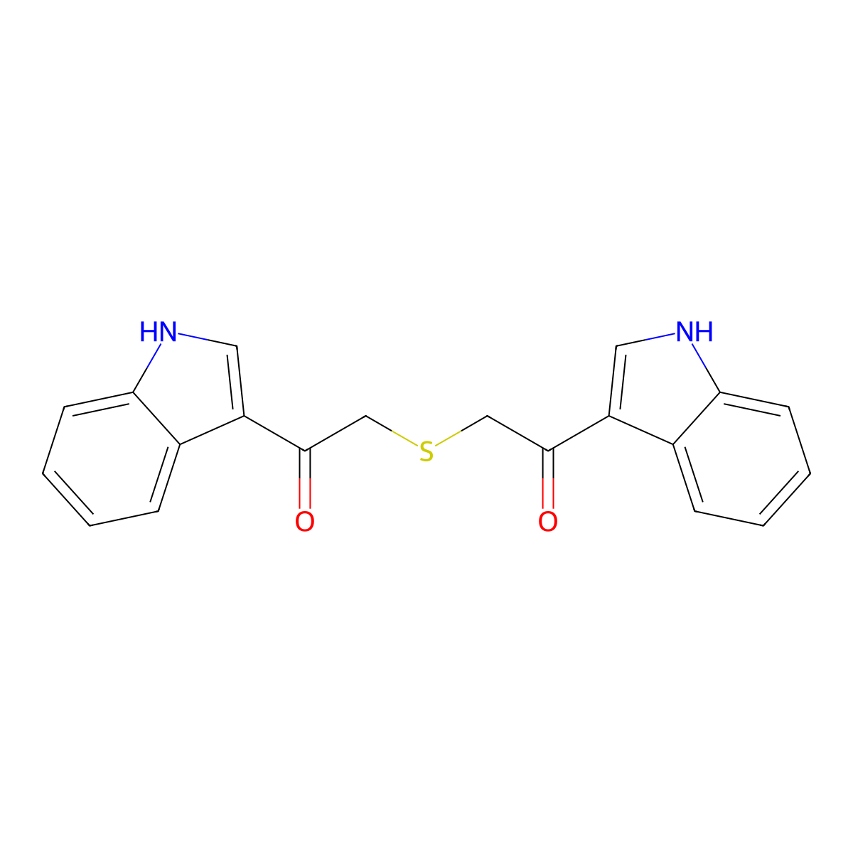 1-(1H-indol-3-yl)-2-[2-(1H-indol-3-yl)-2-oxoethyl]sulfanylethanone molecular structure, CAS 139963-64-7