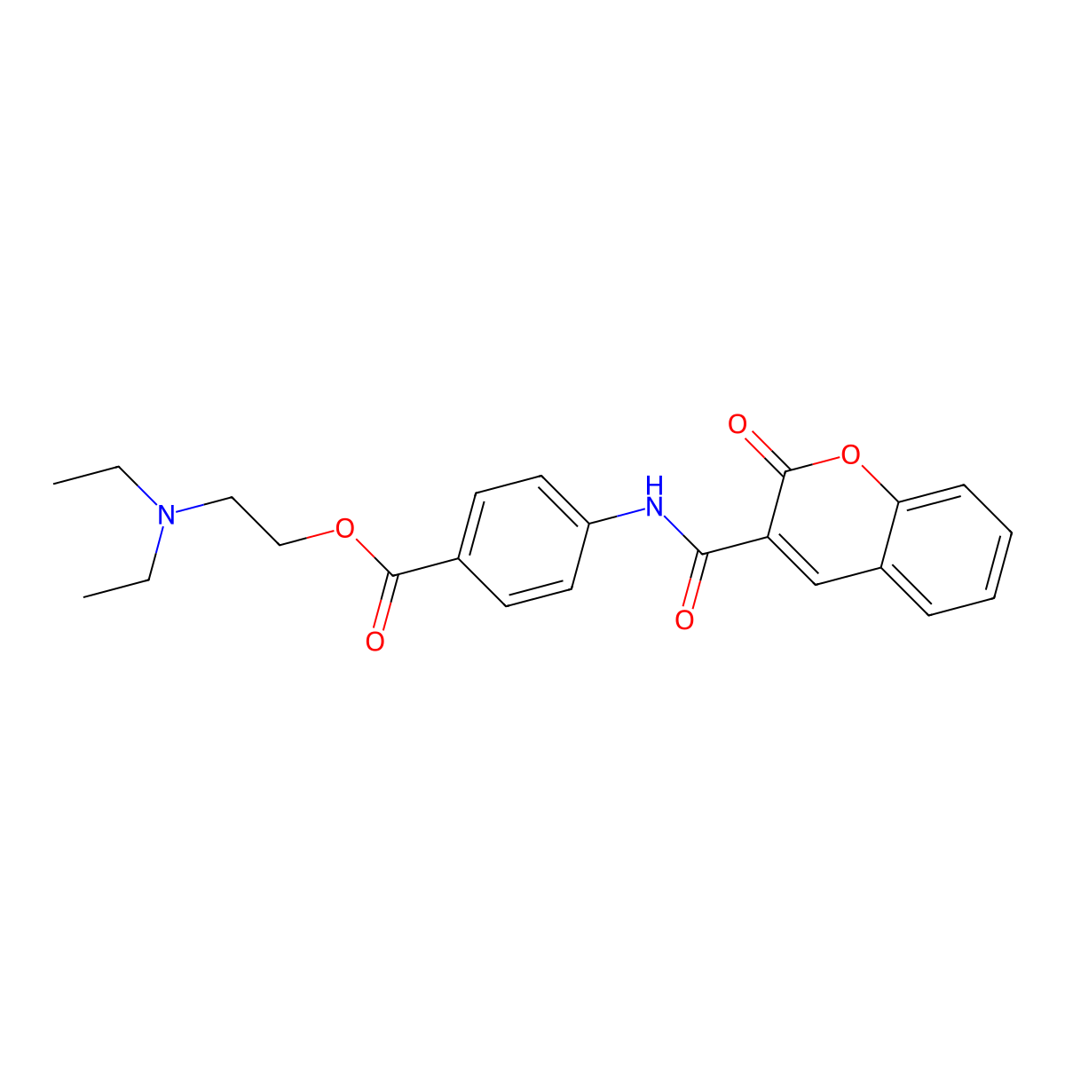 2-(diethylamino)ethyl 4-(2-oxo-2H-chromene-3-carboxamido)benzoate molecular structure, CAS 139964-78-6