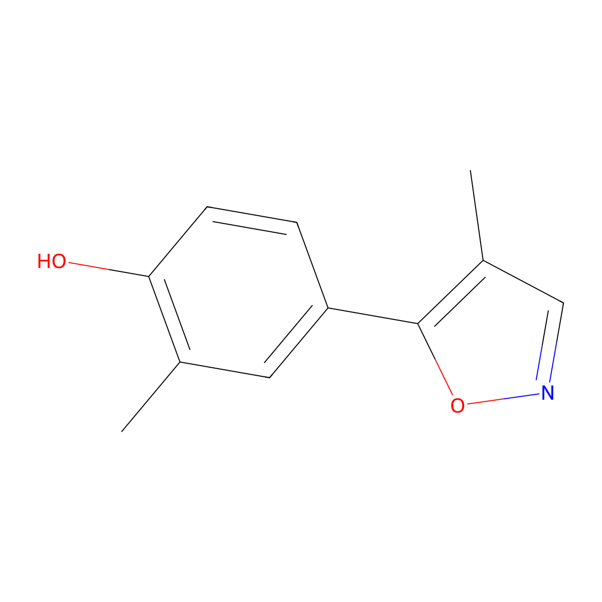 2-Methyl-4-(4-methyl-1,2-oxazol-5-yl)phenol molecular structure, CAS 1399653-23-6