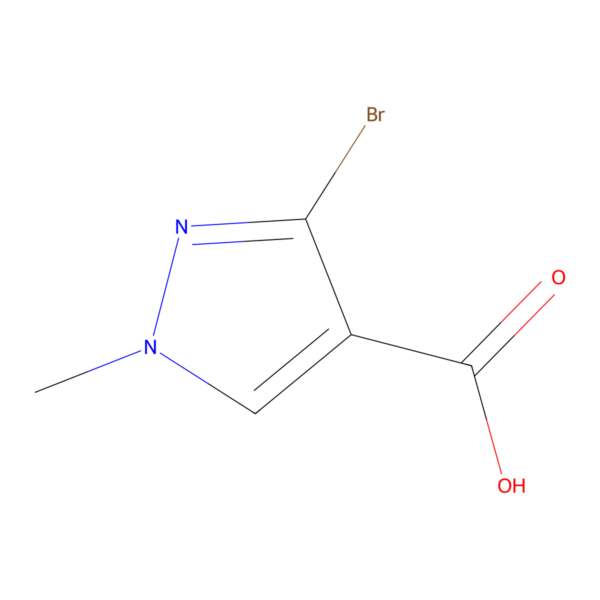3-bromo-1-methyl-1H-pyrazole-4-carboxylic acid molecular structure, CAS 1399653-86-1