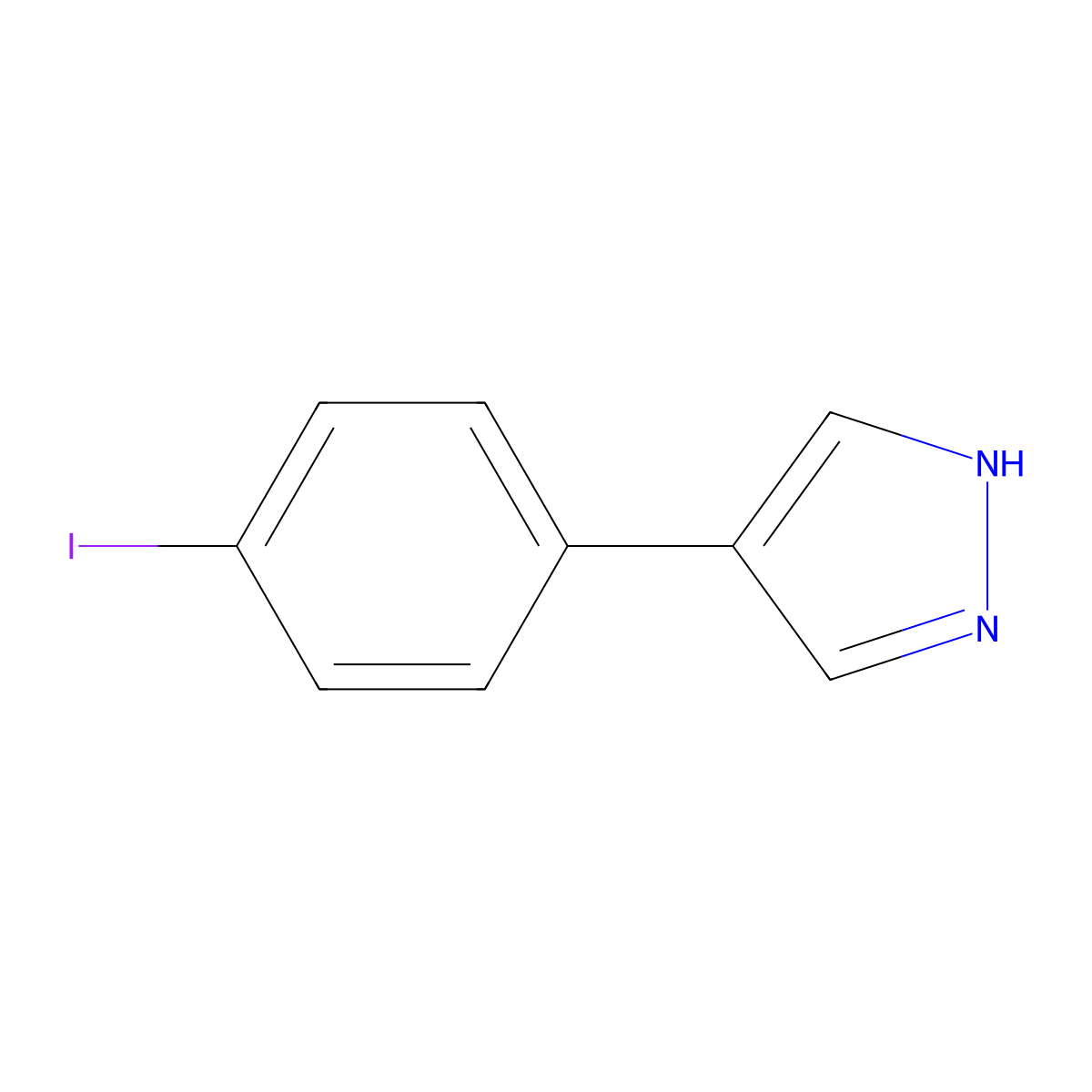 4-(4-iodophenyl)-1H-pyrazole molecular structure, CAS 1399654-06-8