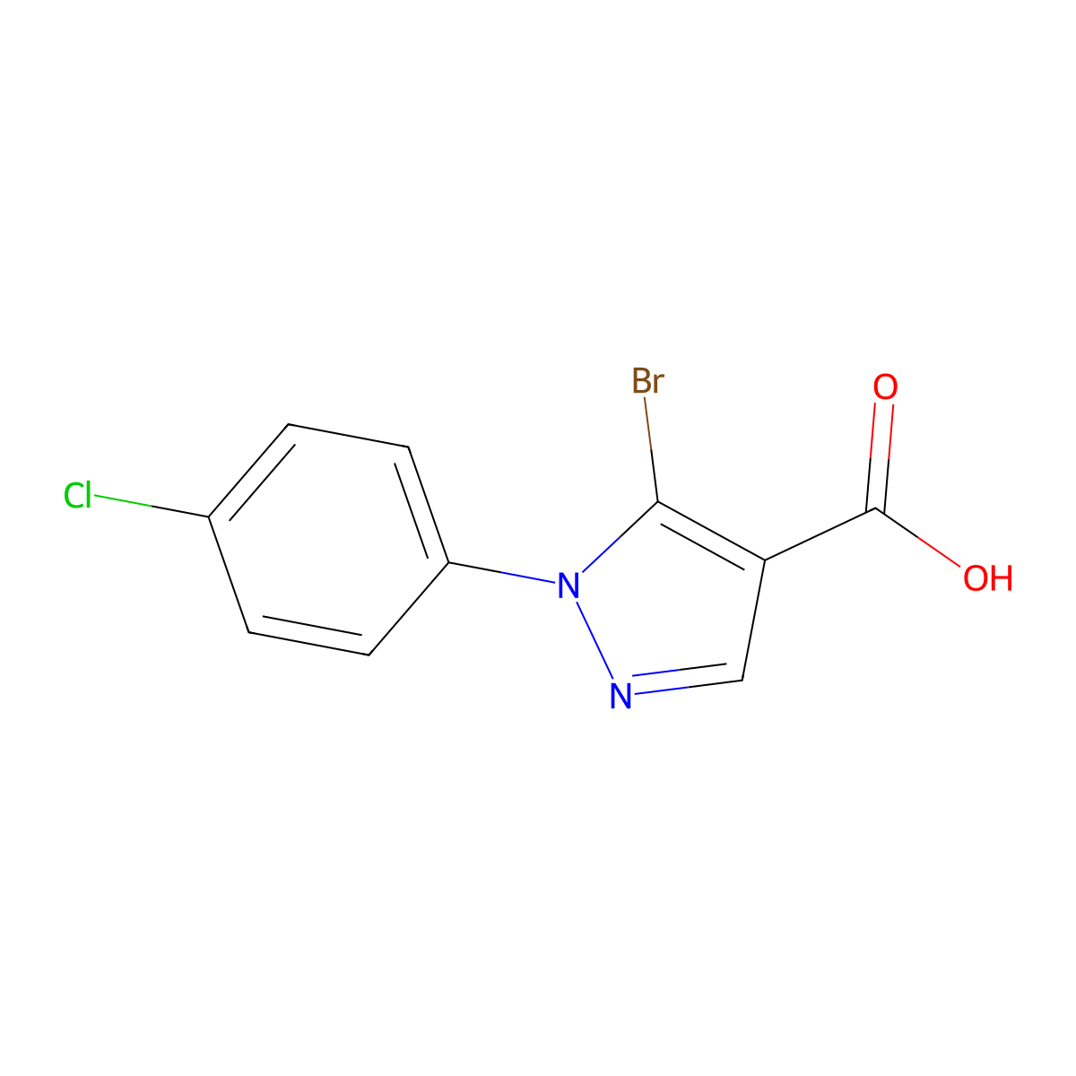 5-Bromo-1-(4-chlorophenyl)-1H-pyrazole-4-carboxylic acid molecular structure, CAS 1399654-57-9