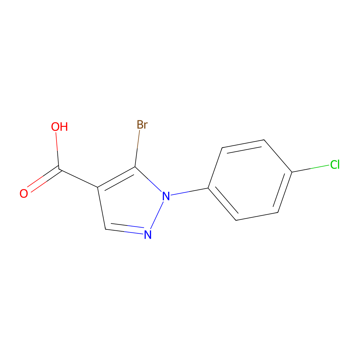 5-Bromo-1-(4-chlorophenyl)-1H-pyrazole-4-carboxylic acid molecular structure, CAS 1399654-57-9