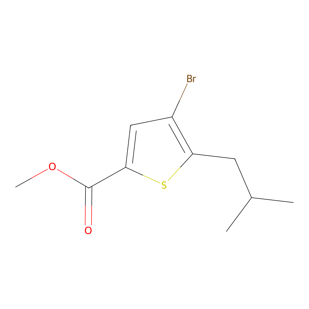 Methyl 4-bromo-5-isobutylthiophene-2-carboxylate molecular structure, CAS 1399655-26-5