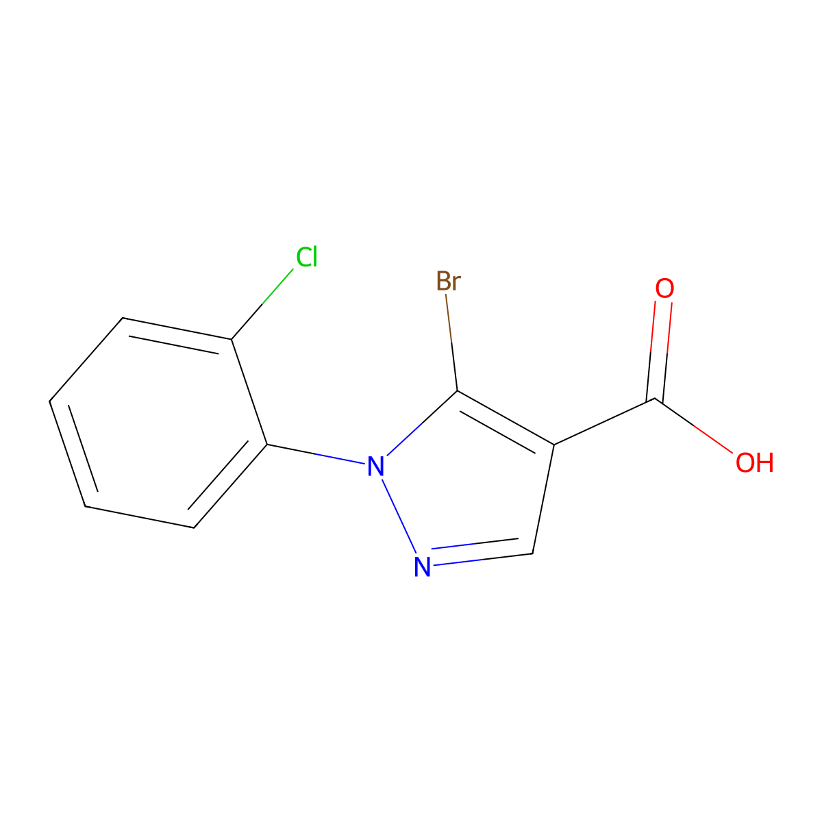 5-Bromo-1-(2-chlorophenyl)-1H-pyrazole-4-carboxylic acid molecular structure, CAS 1399655-37-8