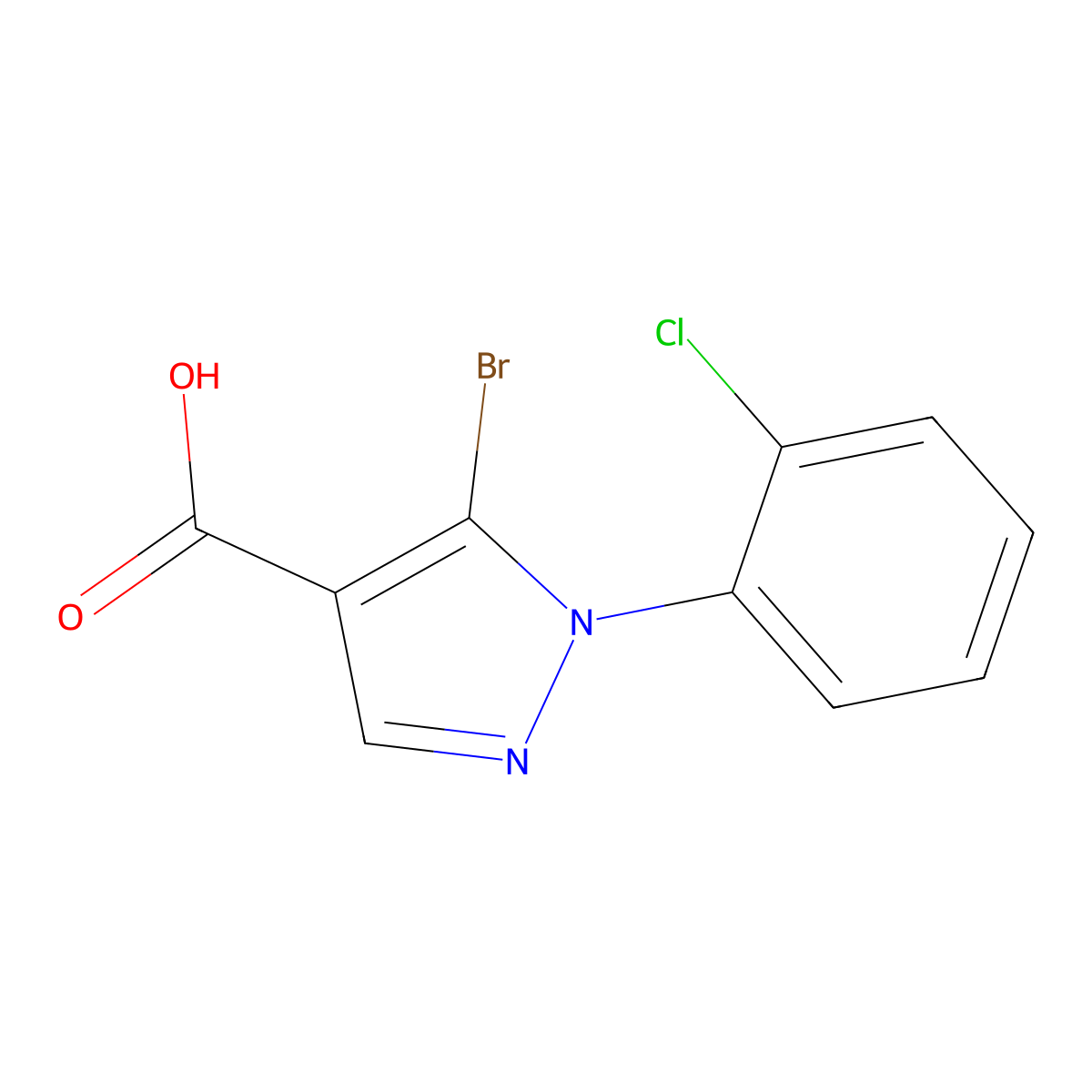 5-Bromo-1-(2-chlorophenyl)-1H-pyrazole-4-carboxylic acid molecular structure, CAS 1399655-37-8
