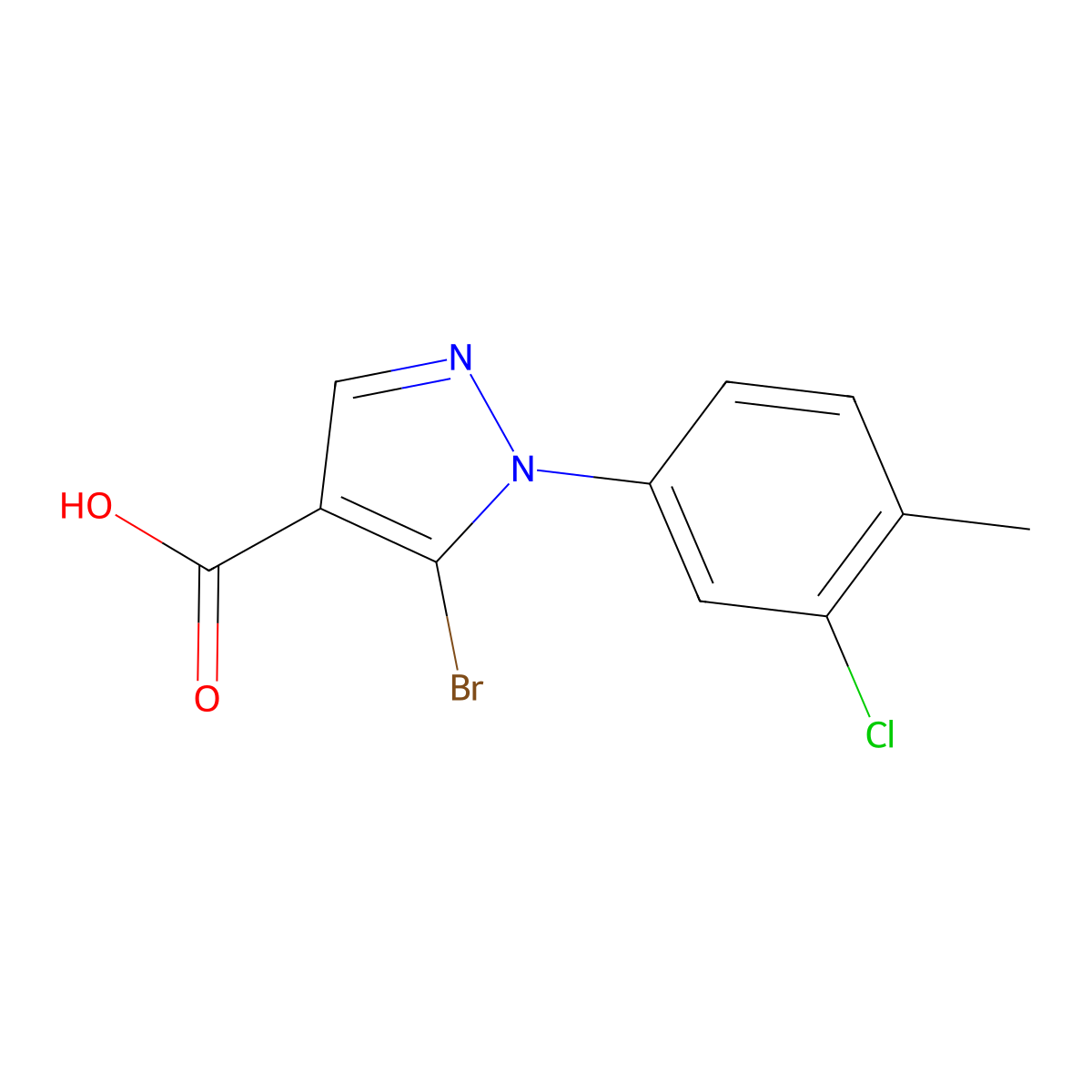 5-Bromo-1-(3-chloro-4-methylphenyl)-1H-pyrazole-4-carboxylic acid molecular structure, CAS 1399655-44-7