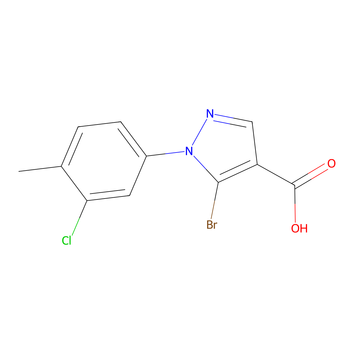 5-Bromo-1-(3-chloro-4-methylphenyl)-1H-pyrazole-4-carboxylic acid molecular structure, CAS 1399655-44-7