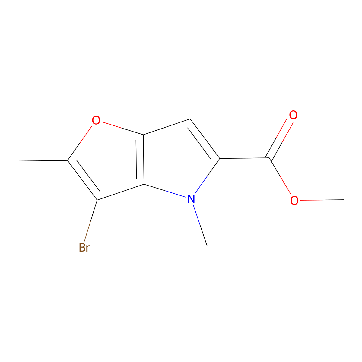 Methyl 3-bromo-2,4-dimethyl-4H-furo[3,2-b]pyrrole-5-carboxylate molecular structure, CAS 1399655-49-2