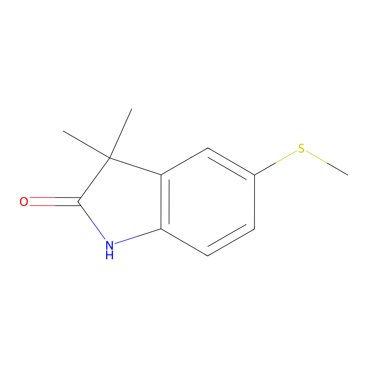 3,3-Dimethyl-5-(methylthio)indolin-2-one molecular structure, CAS 1399655-98-1