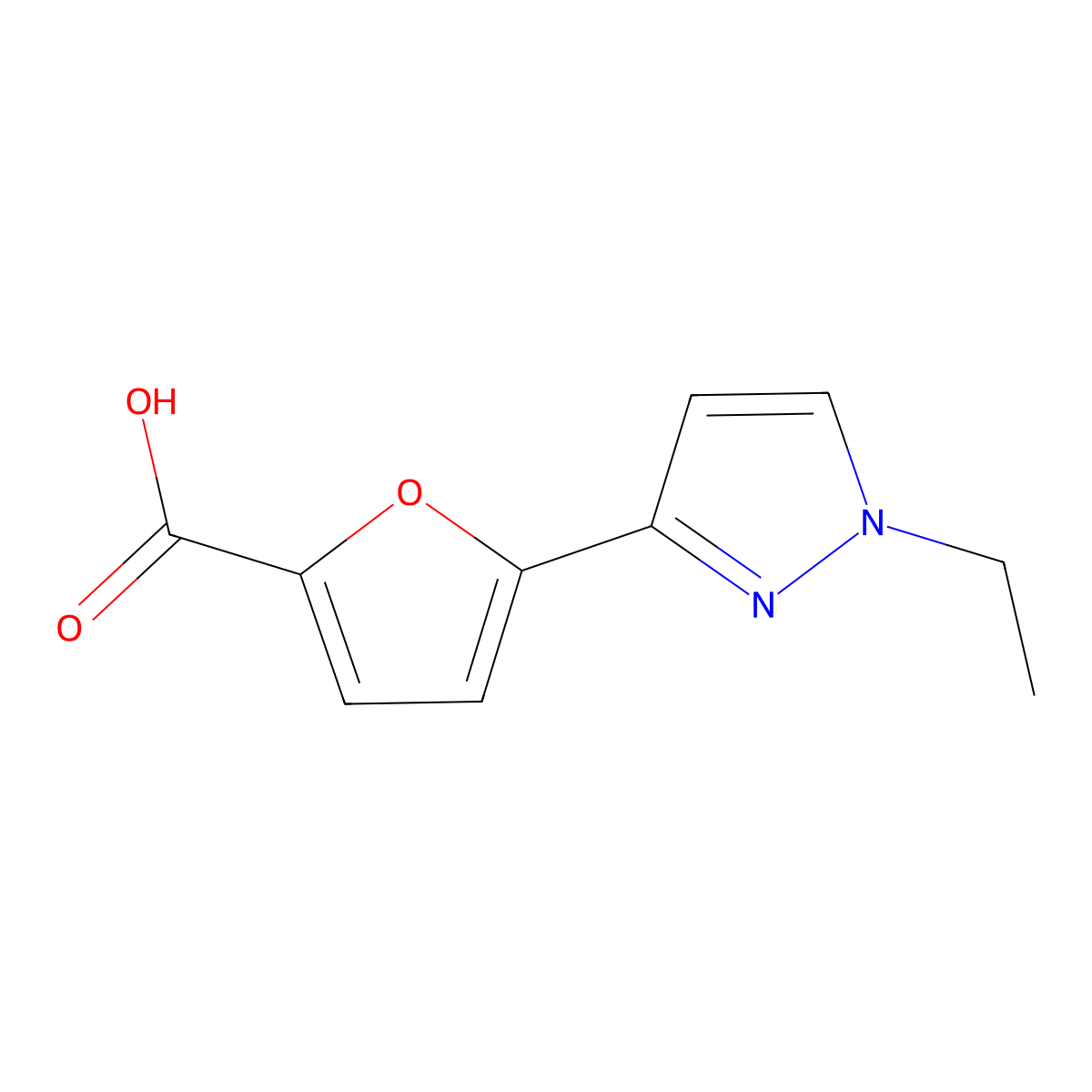 5-(1-Ethyl-1H-pyrazol-3-yl)furan-2-carboxylic acid molecular structure, CAS 1399656-52-0