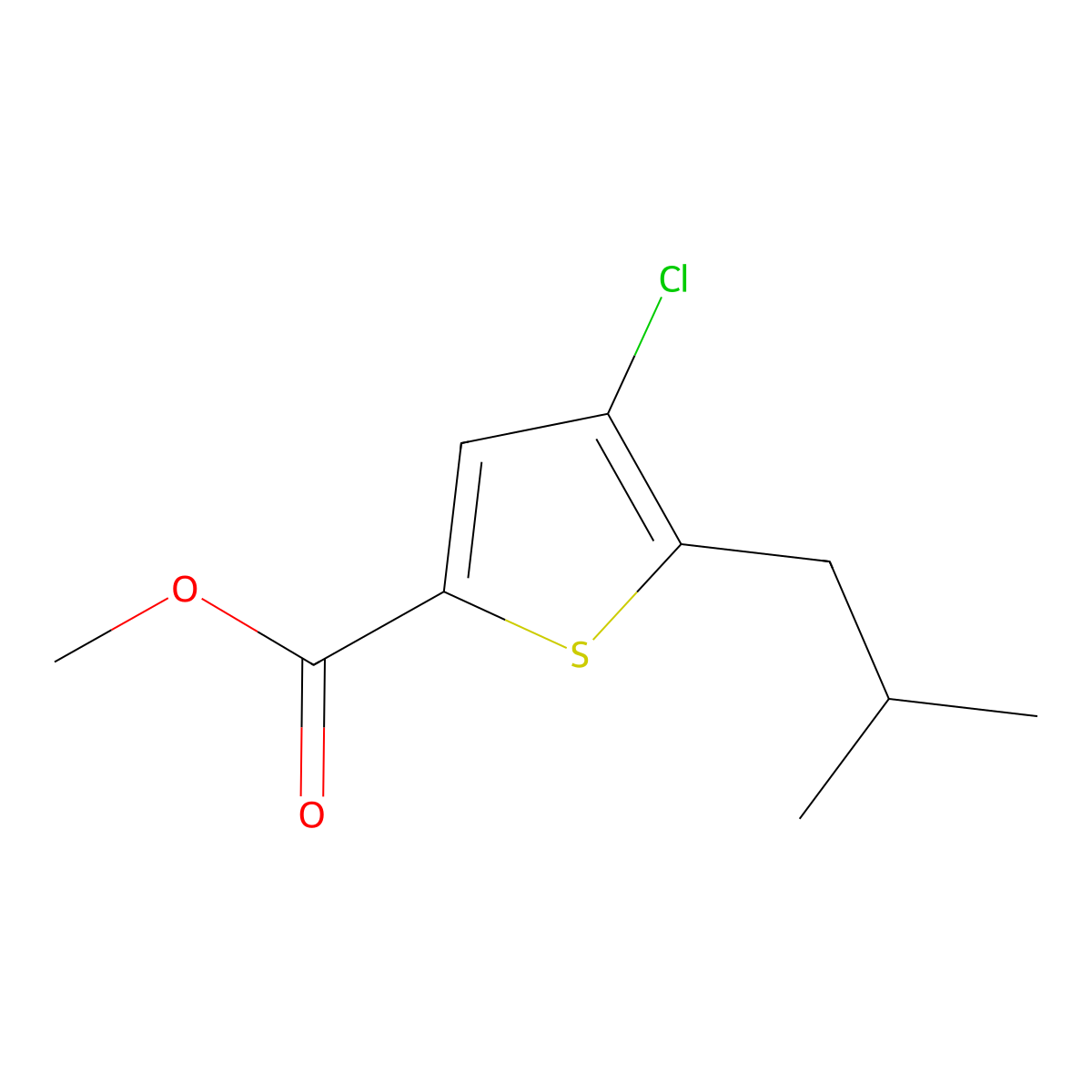 Methyl 4-chloro-5-isobutylthiophene-2-carboxylate molecular structure, CAS 1399656-85-9