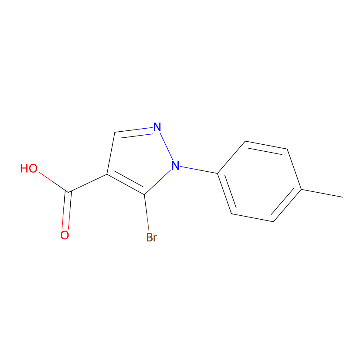 5-Bromo-1-(p-tolyl)-1H-pyrazole-4-carboxylic acid molecular structure, CAS 1399656-88-2