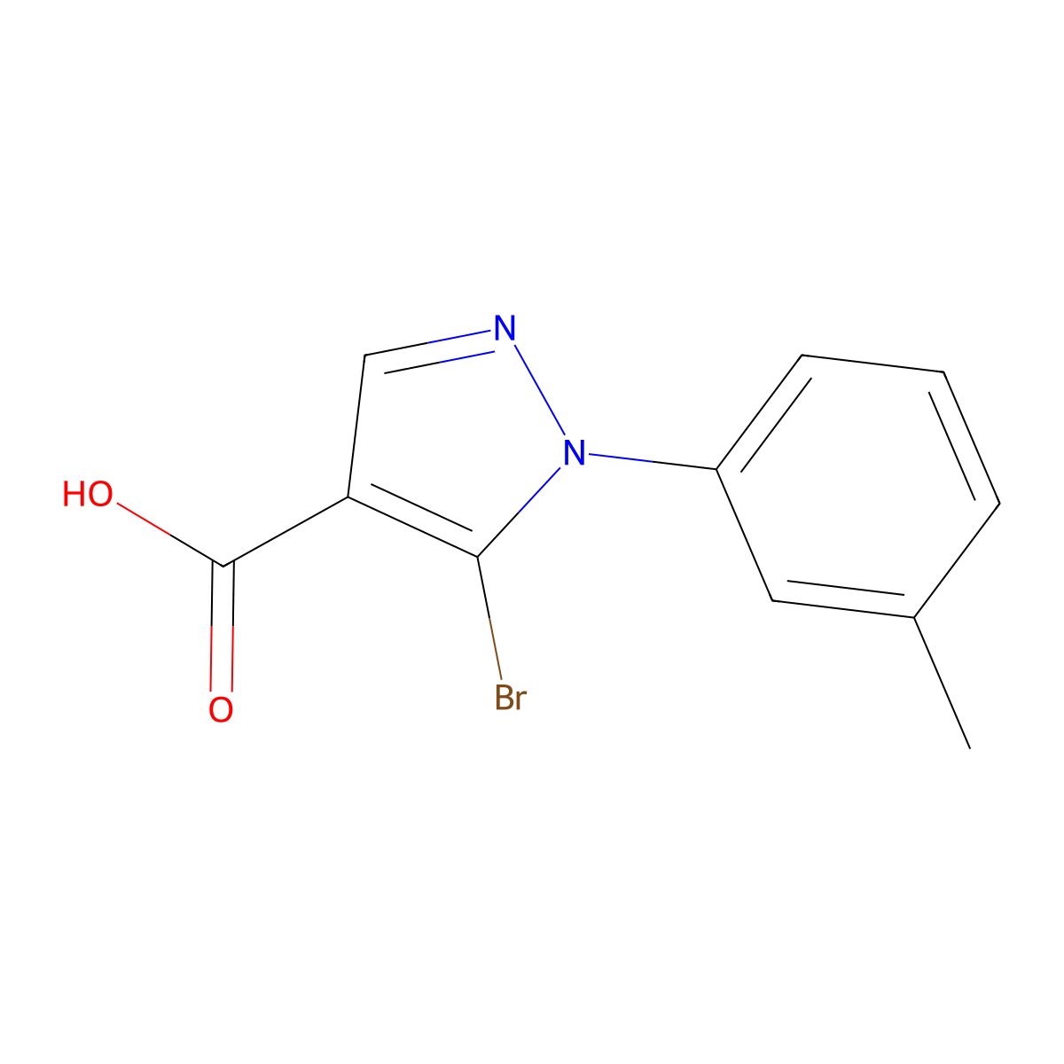 5-Bromo-1-(m-tolyl)-1H-pyrazole-4-carboxylic acid molecular structure, CAS 1399656-96-2