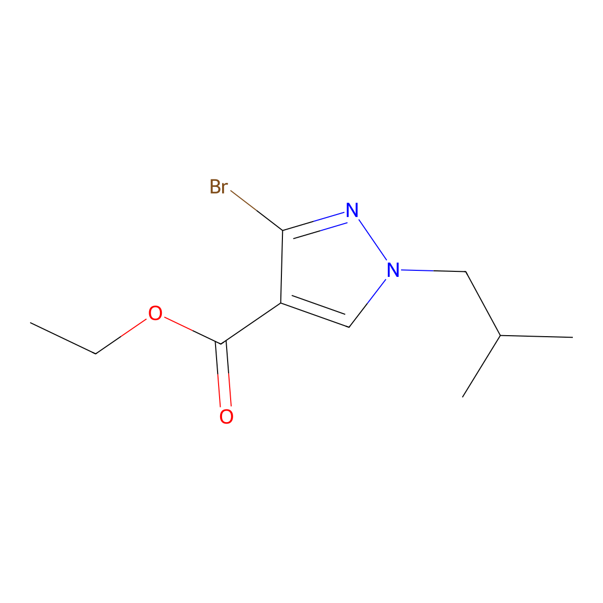 Ethyl 3-bromo-1-isobutyl-1H-pyrazole-4-carboxylate molecular structure, CAS 1399657-06-7