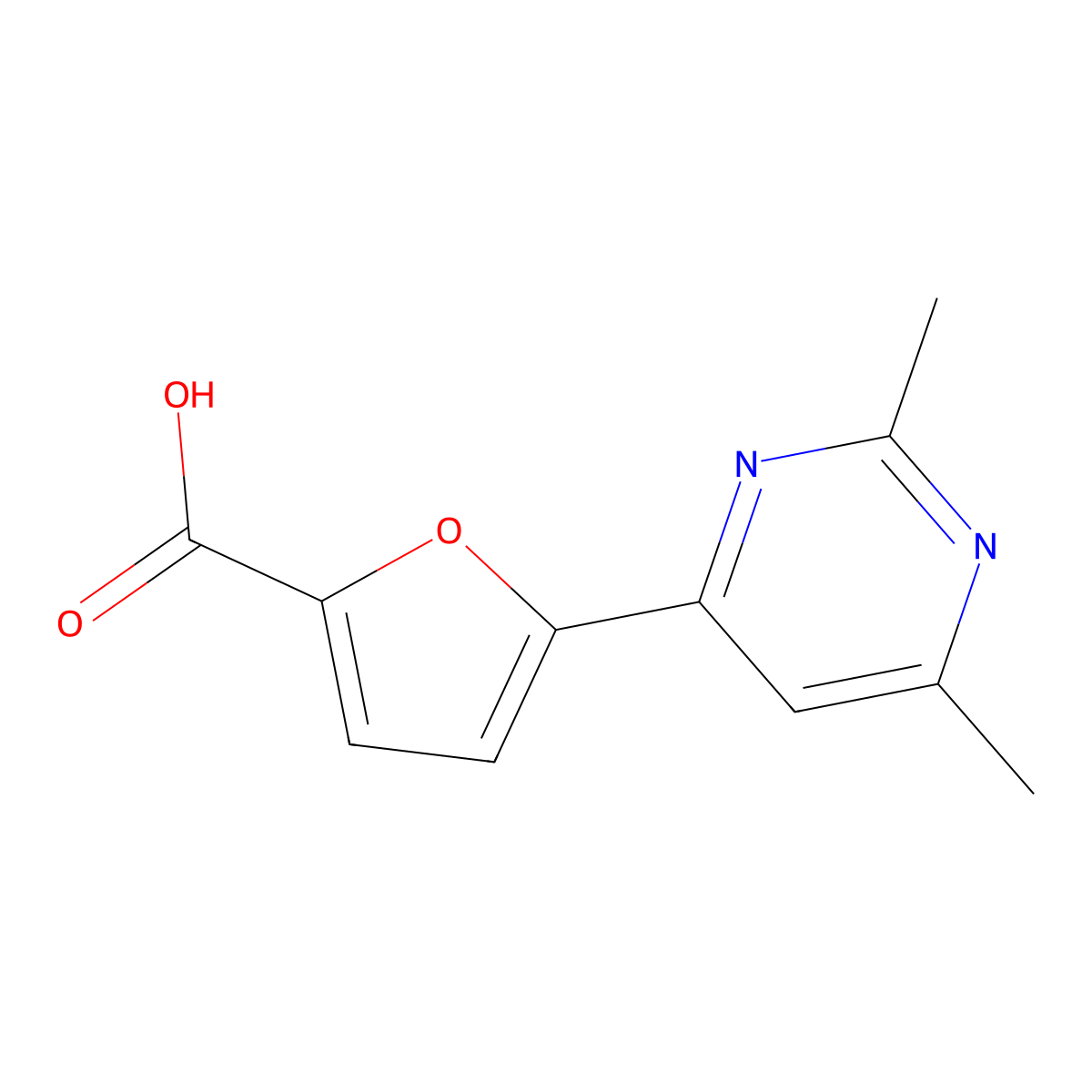5-(2,6-Dimethylpyrimidin-4-yl)furan-2-carboxylic acid molecular structure, CAS 1399657-67-0