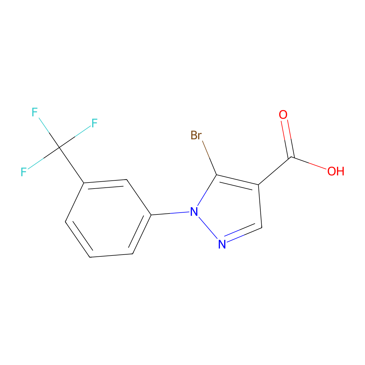 5-Bromo-1-(3-(trifluoromethyl)phenyl)-1H-pyrazole-4-carboxylic acid molecular structure, CAS 1399658-04-8