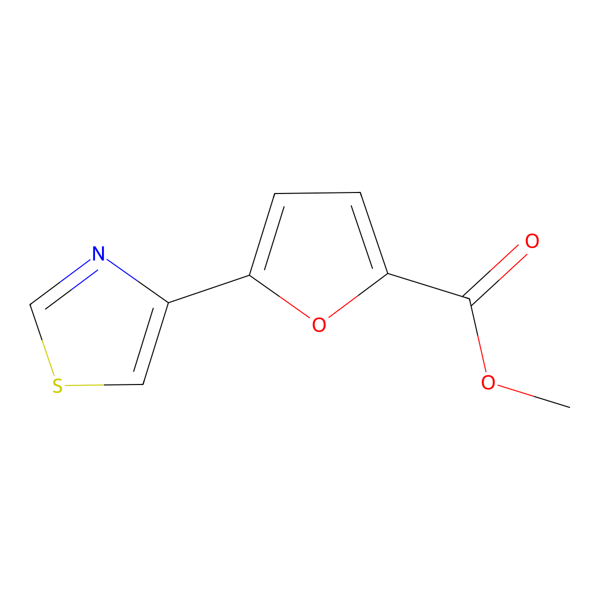 Methyl 5-(thiazol-4-yl)furan-2-carboxylate molecular structure, CAS 1399658-81-1