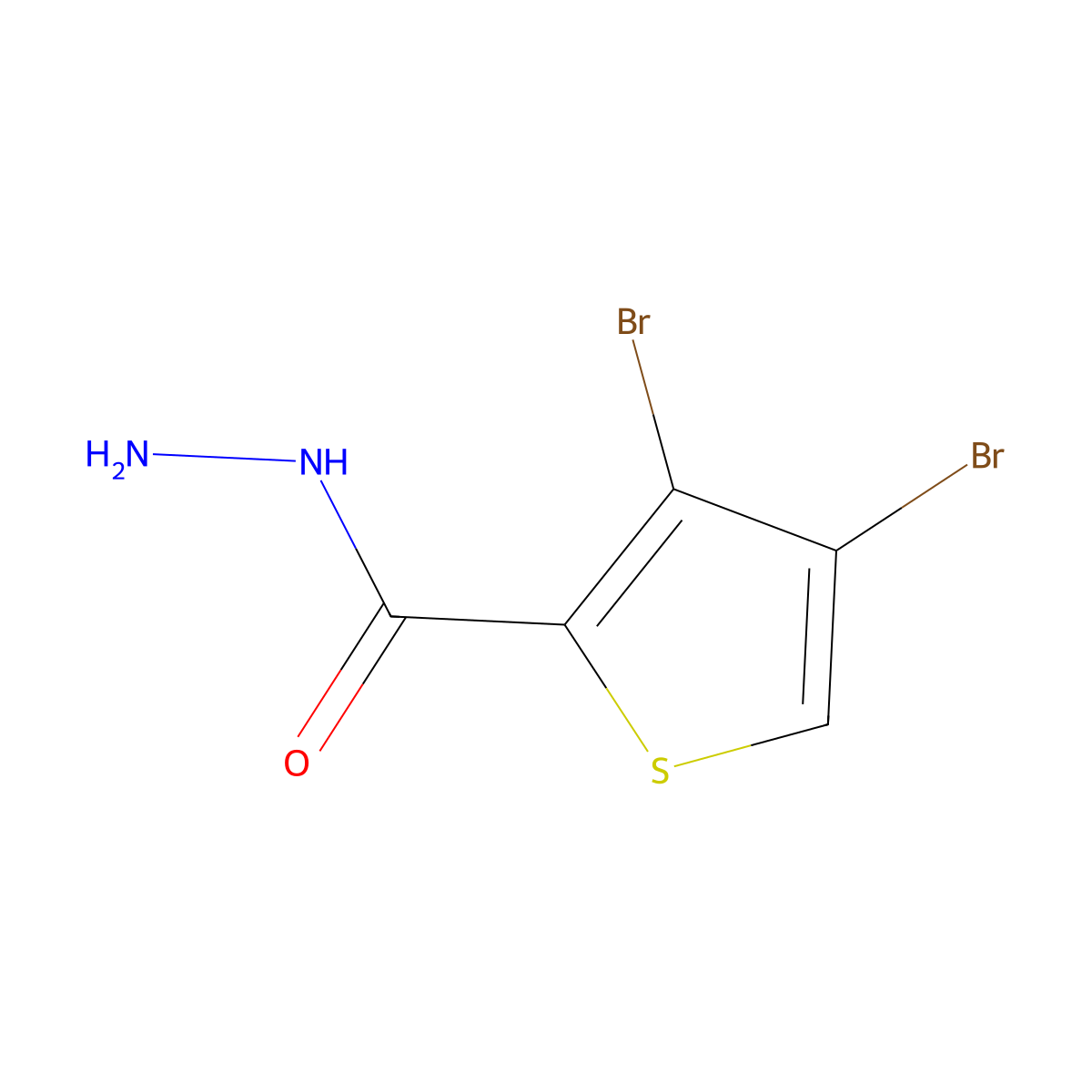 3,4-Dibromothiophene-2-carbohydrazide molecular structure, CAS 1399659-27-8