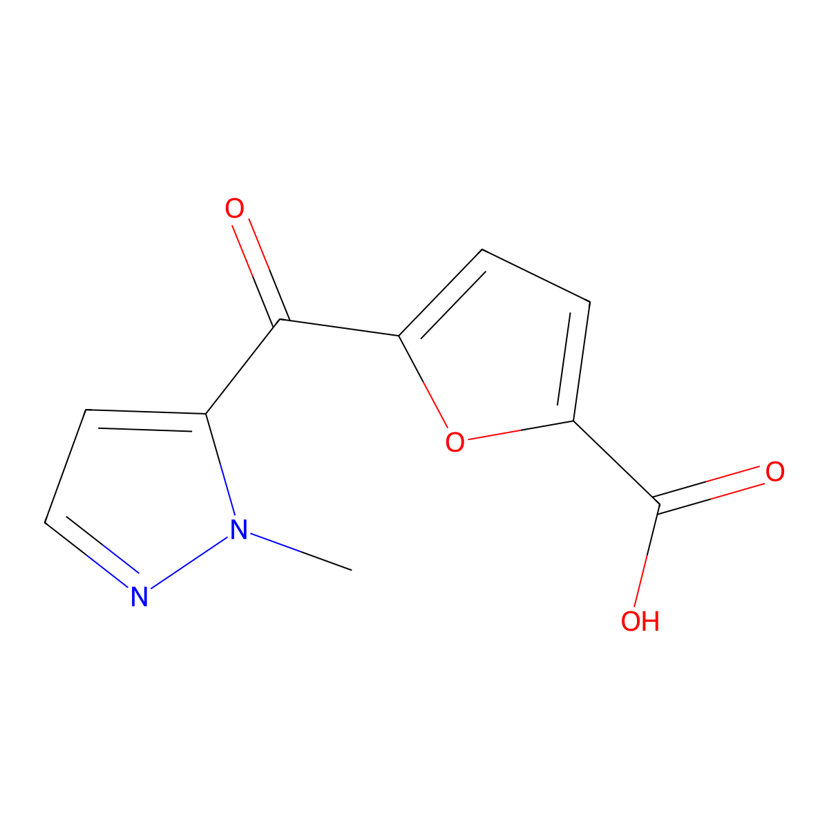 5-(1-Methyl-1H-pyrazole-5-carbonyl)furan-2-carboxylic acid molecular structure, CAS 1399659-62-1