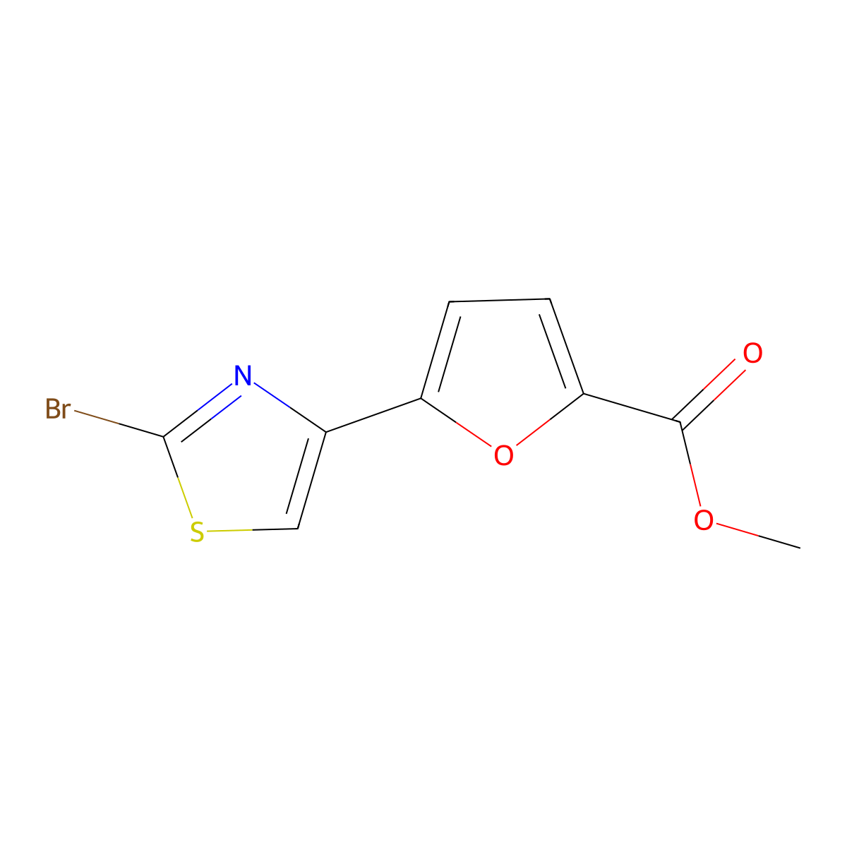Methyl 5-(2-bromothiazol-4-yl)furan-2-carboxylate molecular structure, CAS 1399660-38-8