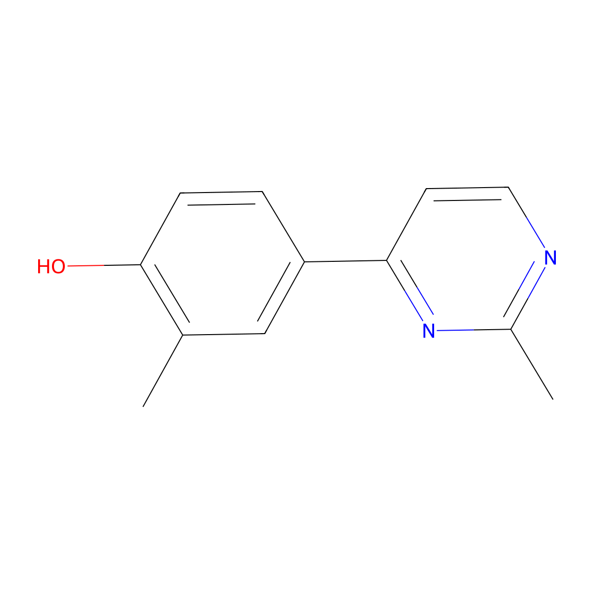 2-Methyl-4-(2-methyl-pyrimidin-4-yl)-phenol molecular structure, CAS 1399661-81-4