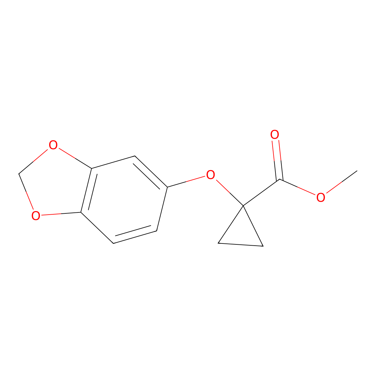 Methyl 1-(benzo[d][1,3]dioxol-5-yloxy)cyclopropanecarboxylate molecular structure, CAS 1399662-14-6
