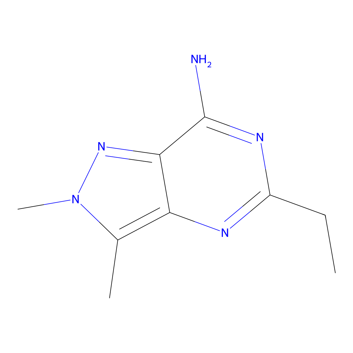 5-Ethyl-2,3-dimethyl-2H-pyrazolo[4,3-d]pyrimidin-7-amine molecular structure, CAS 1399663-20-7