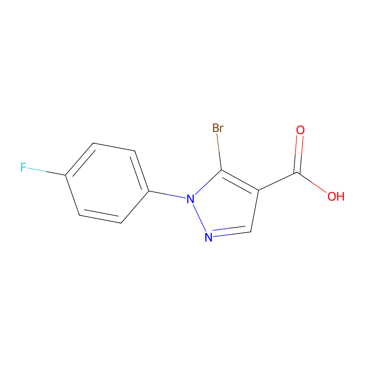 5-Bromo-1-(4-fluorophenyl)-1H-pyrazole-4-carboxylic acid molecular structure, CAS 1399663-32-1