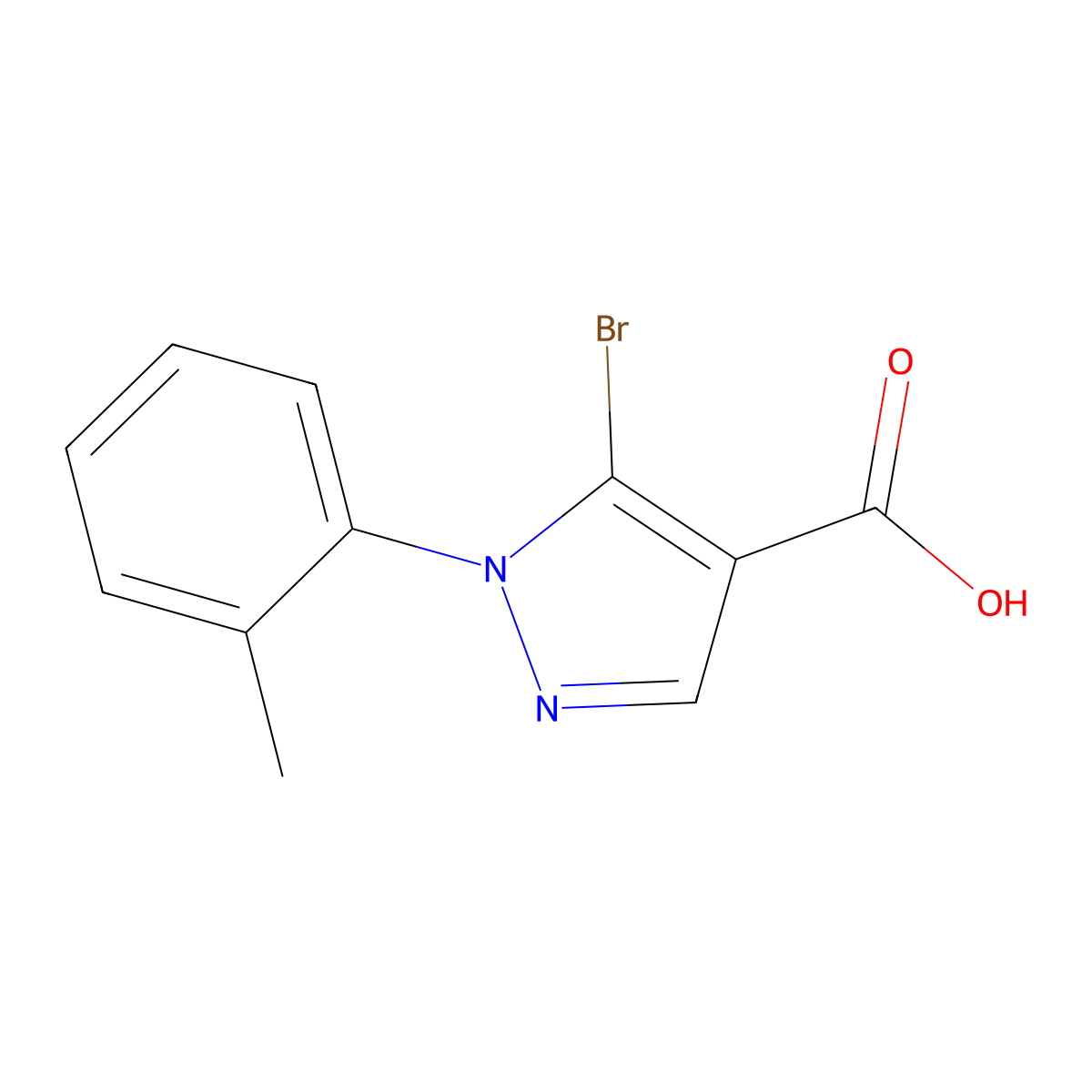 5-Bromo-1-(o-tolyl)-1H-pyrazole-4-carboxylic acid molecular structure, CAS 1399663-70-7