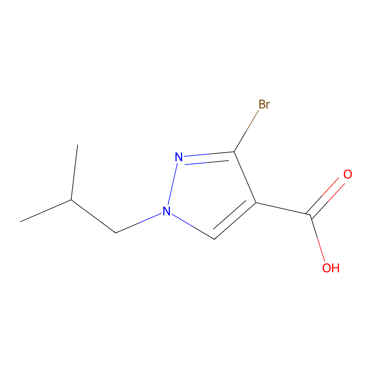 3-Bromo-1-isobutyl-1H-pyrazole-4-carboxylic acid molecular structure, CAS 1399664-14-2