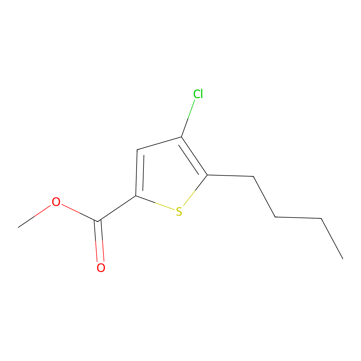 Methyl 5-butyl-4-chloro-2-thiophenecarboxylate molecular structure, CAS 1399664-24-4
