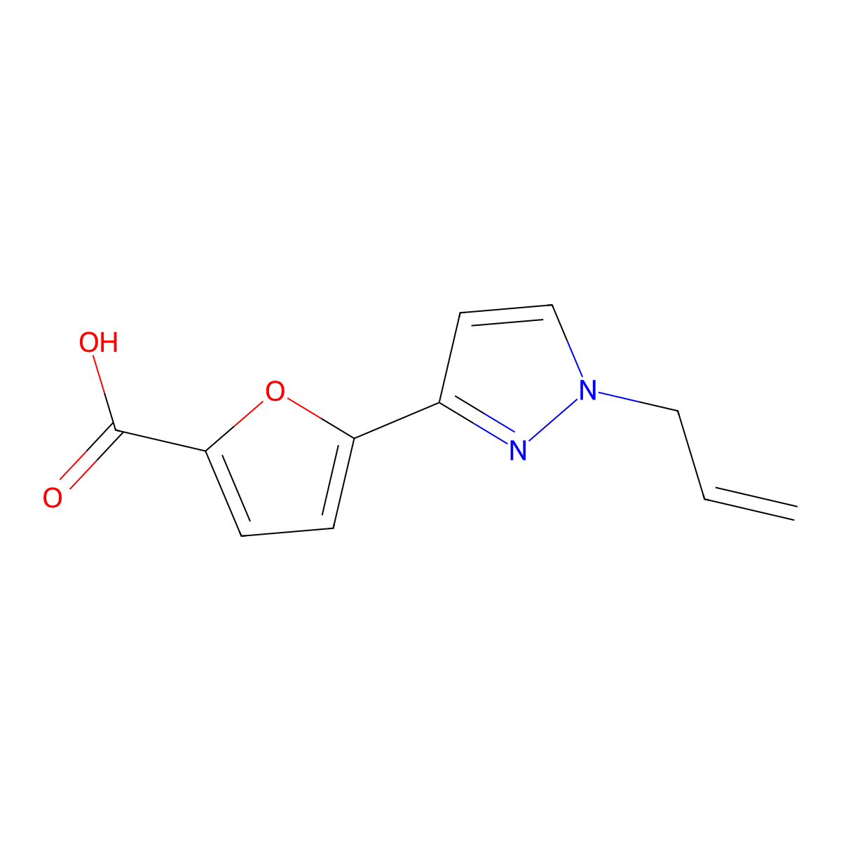 5-(1-Allyl-1H-pyrazol-3-yl)furan-2-carboxylic acid molecular structure, CAS 1399664-48-2