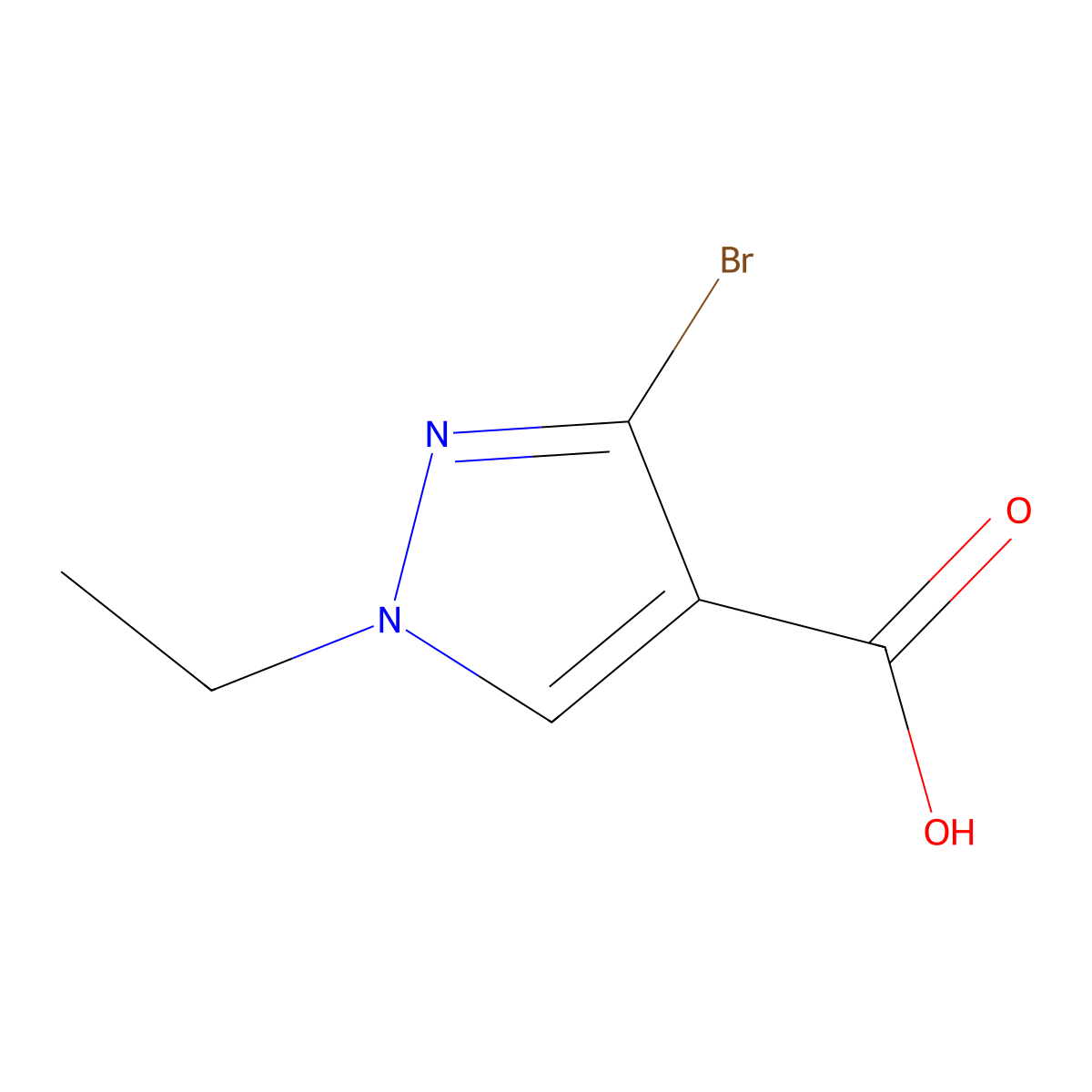 3-Bromo-1-ethyl-1H-pyrazole-4-carboxylic acid molecular structure, CAS 1399664-50-6