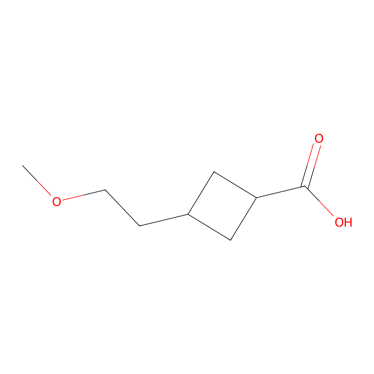 3-(2-Methoxyethyl)cyclobutane-1-carboxylic acid molecular structure, CAS 1399684-42-4