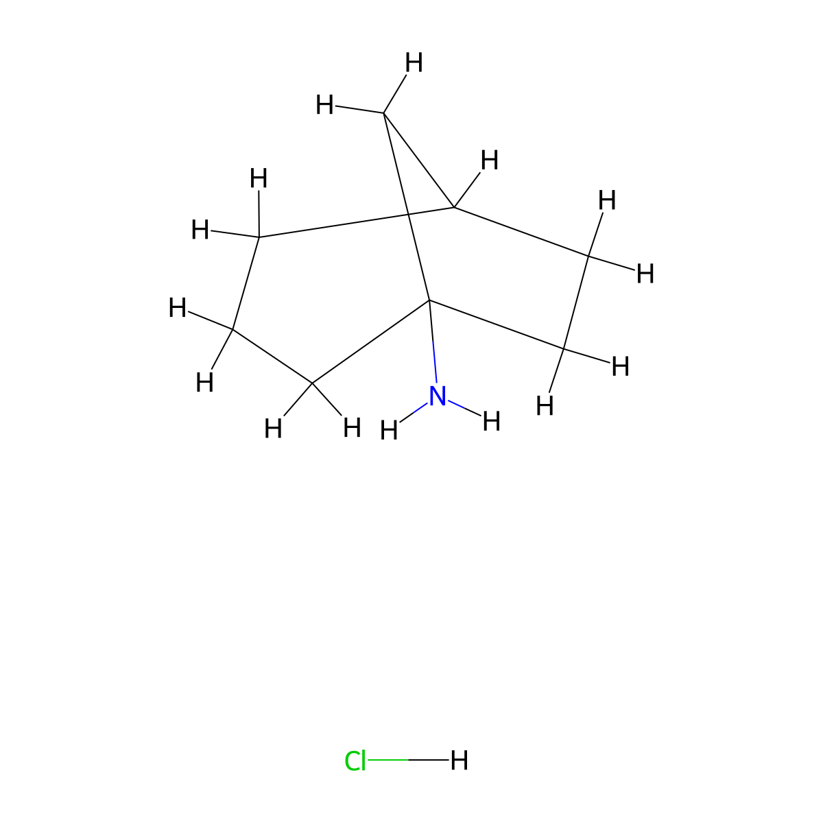 Bicyclo[3.2.1]octan-1-amine hydrochloride molecular structure, CAS 13997-76-7
