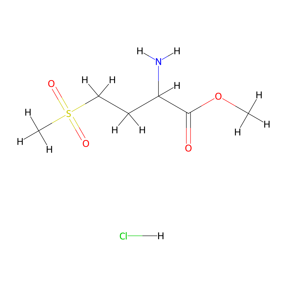 Methyl 2-amino-4-methanesulfonylbutanoate hydrochloride molecular structure, CAS 139974-52-0