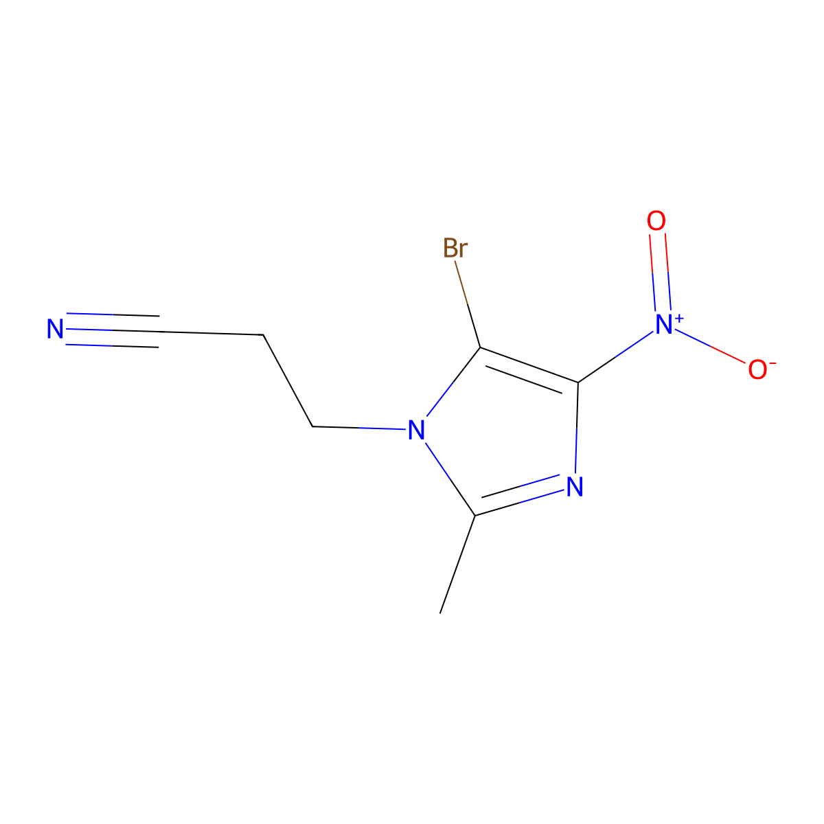 3-(5-bromo-2-methyl-4-nitro-1H-imidazol-1-yl)propanenitrile molecular structure, CAS 139975-78-3