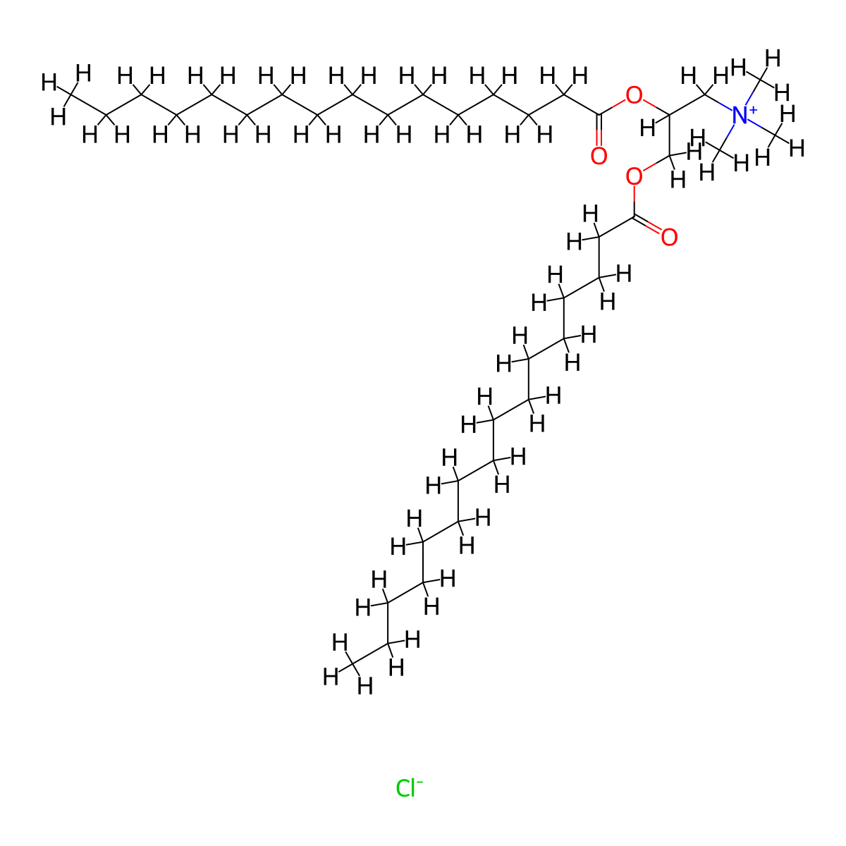 N,N,N-Trimethyl-2,3-bis(palmitoyloxy)propan-1-aminium chloride molecular structure, CAS 139984-36-4