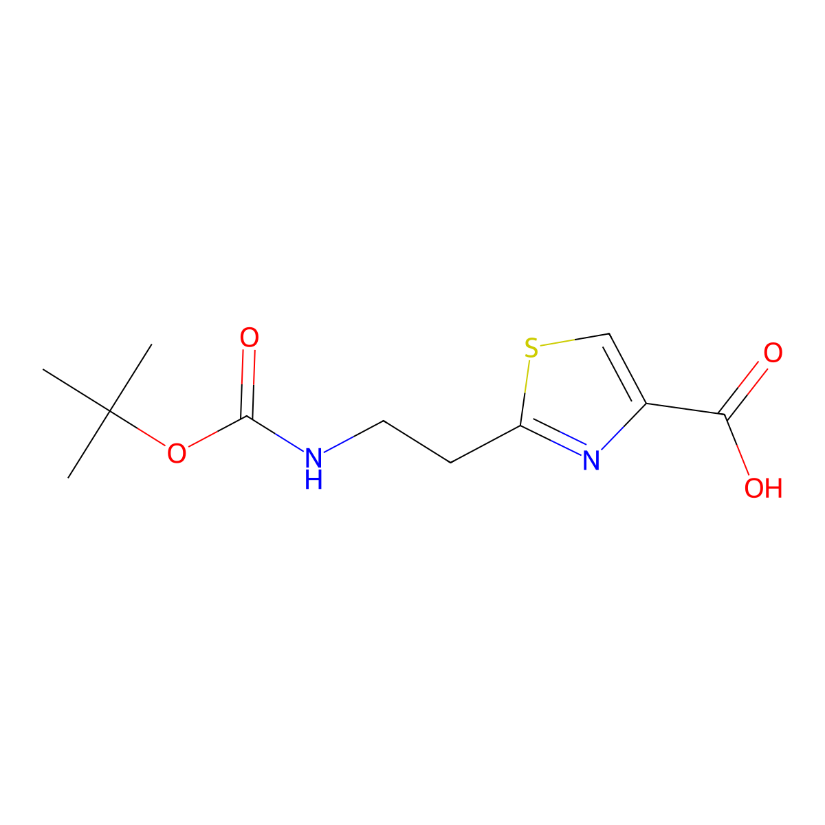 2-(2-(((Tert-butoxy)carbonyl)amino)ethyl)-1,3-thiazole-4-carboxylic acid molecular structure, CAS 139984-40-0