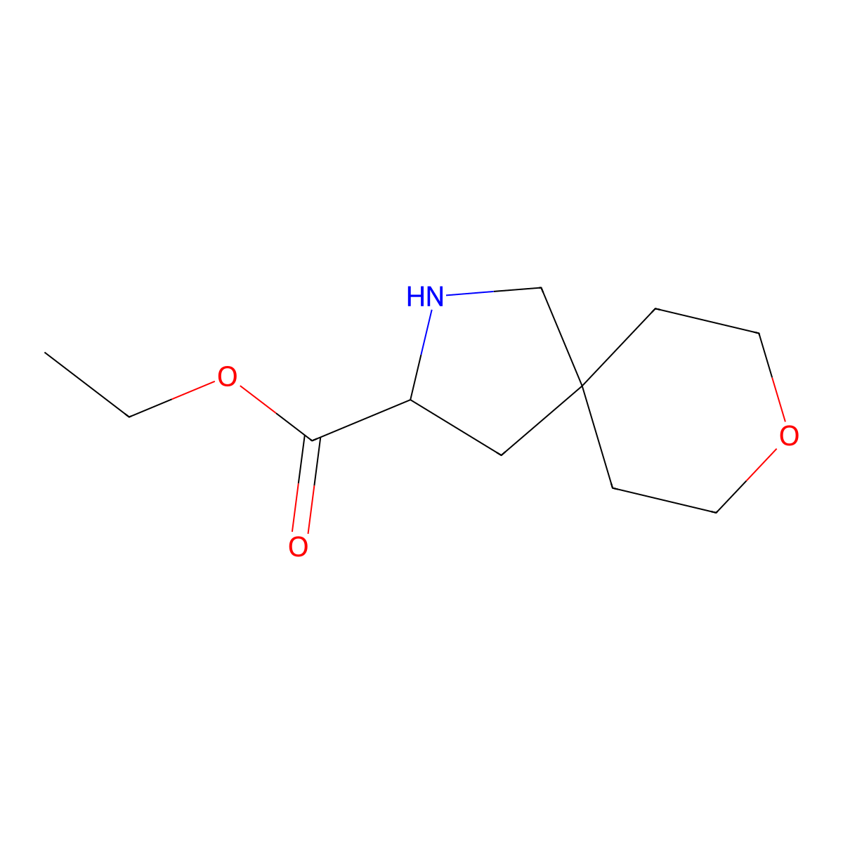 Ethyl 8-oxa-2-azaspiro[4.5]decane-3-carboxylate molecular structure, CAS 1399843-71-0