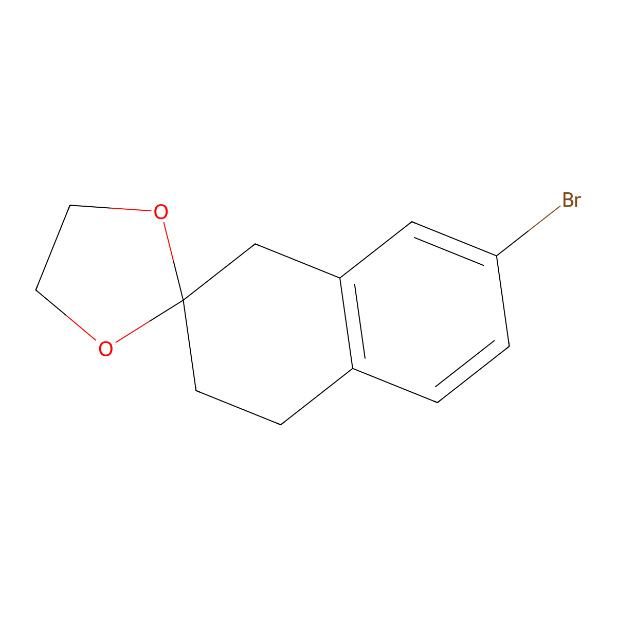 7-Bromo-3,4-dihydro-1H-naphthalen-2-one 1,2-ethanediol ketal molecular structure, CAS 139988-06-0