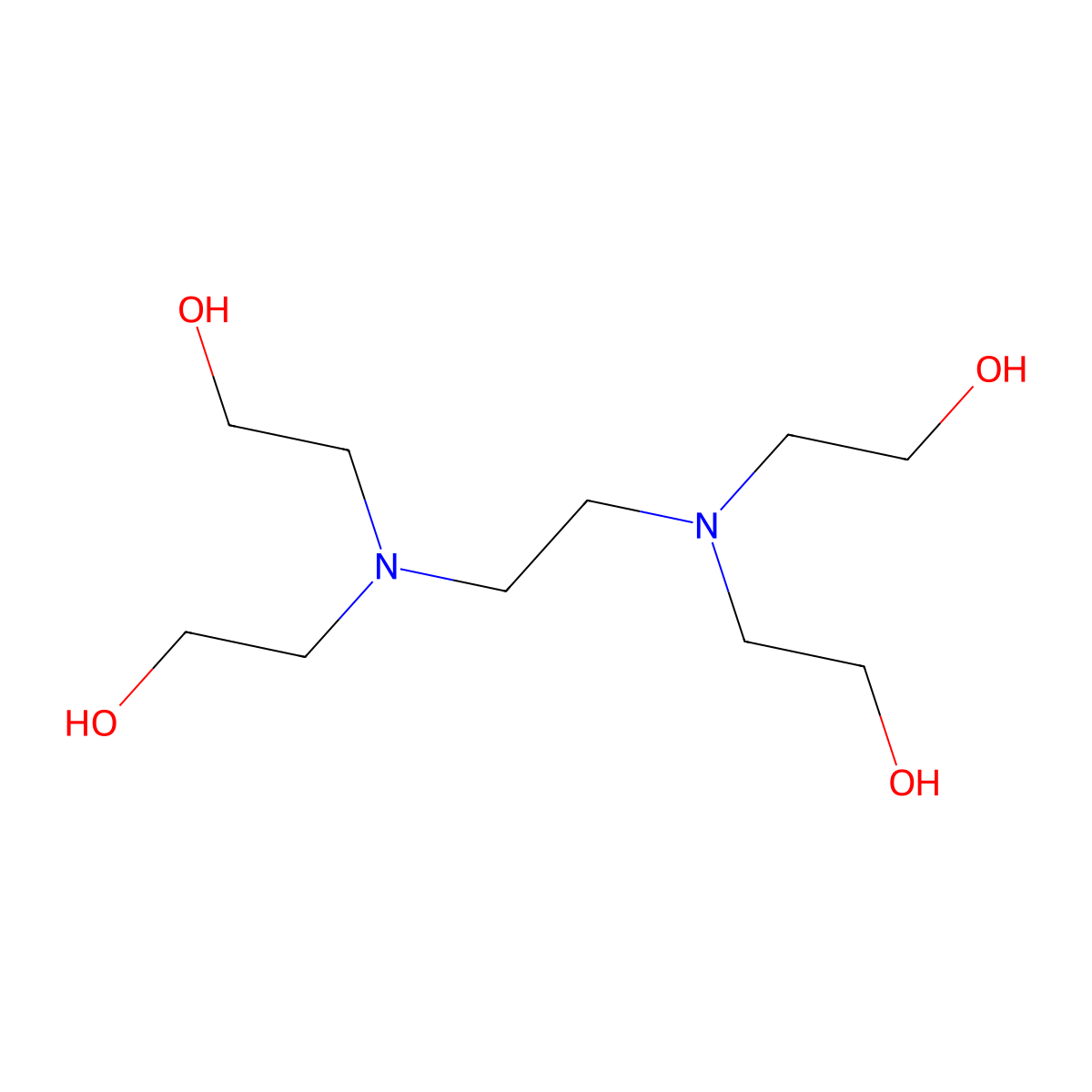Ethylenediamine tetraethanol molecular structure, CAS 140-07-8