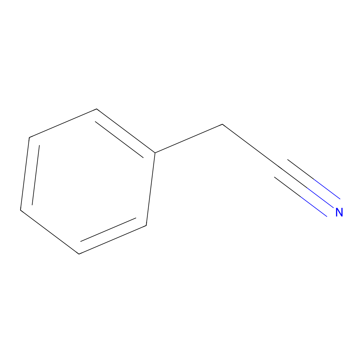 Phenylacetonitrile molecular structure, CAS 140-29-4