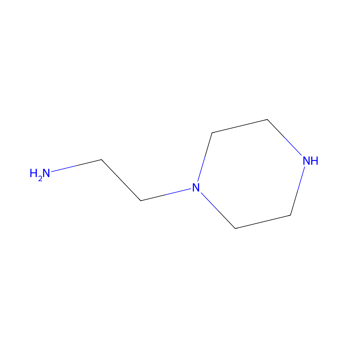 Aminoethylpiperazine molecular structure, CAS 140-31-8