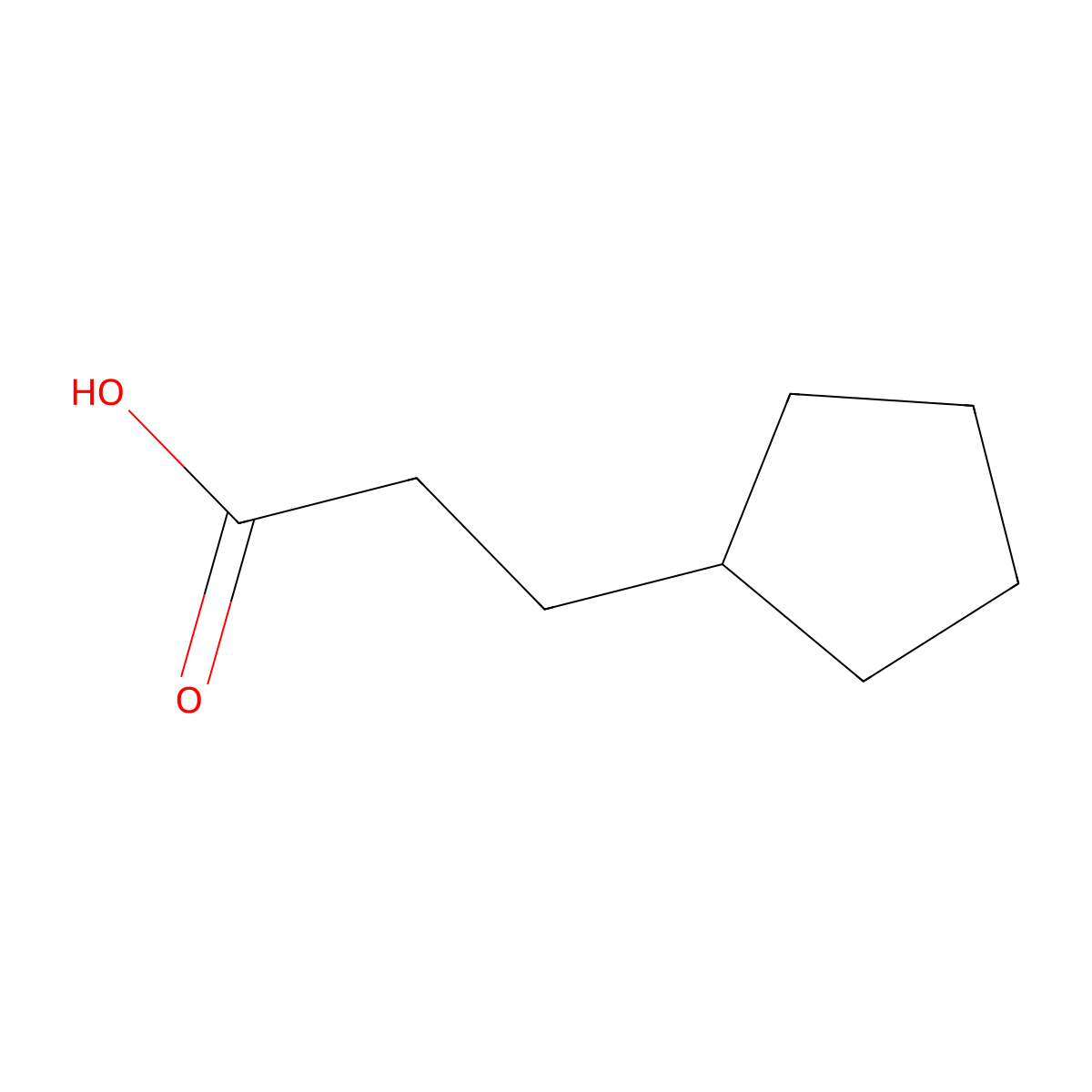 Cyclopentanepropanoic acid molecular structure, CAS 140-77-2