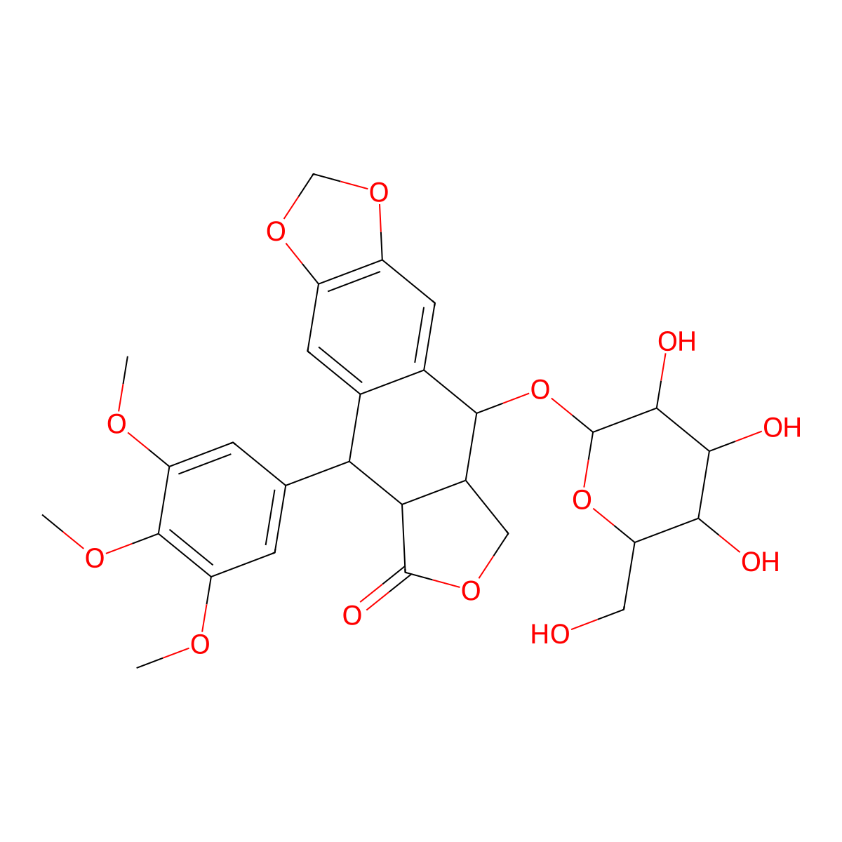 Picropodophyllin-|A-D-glucoside molecular structure, CAS 1400-92-6