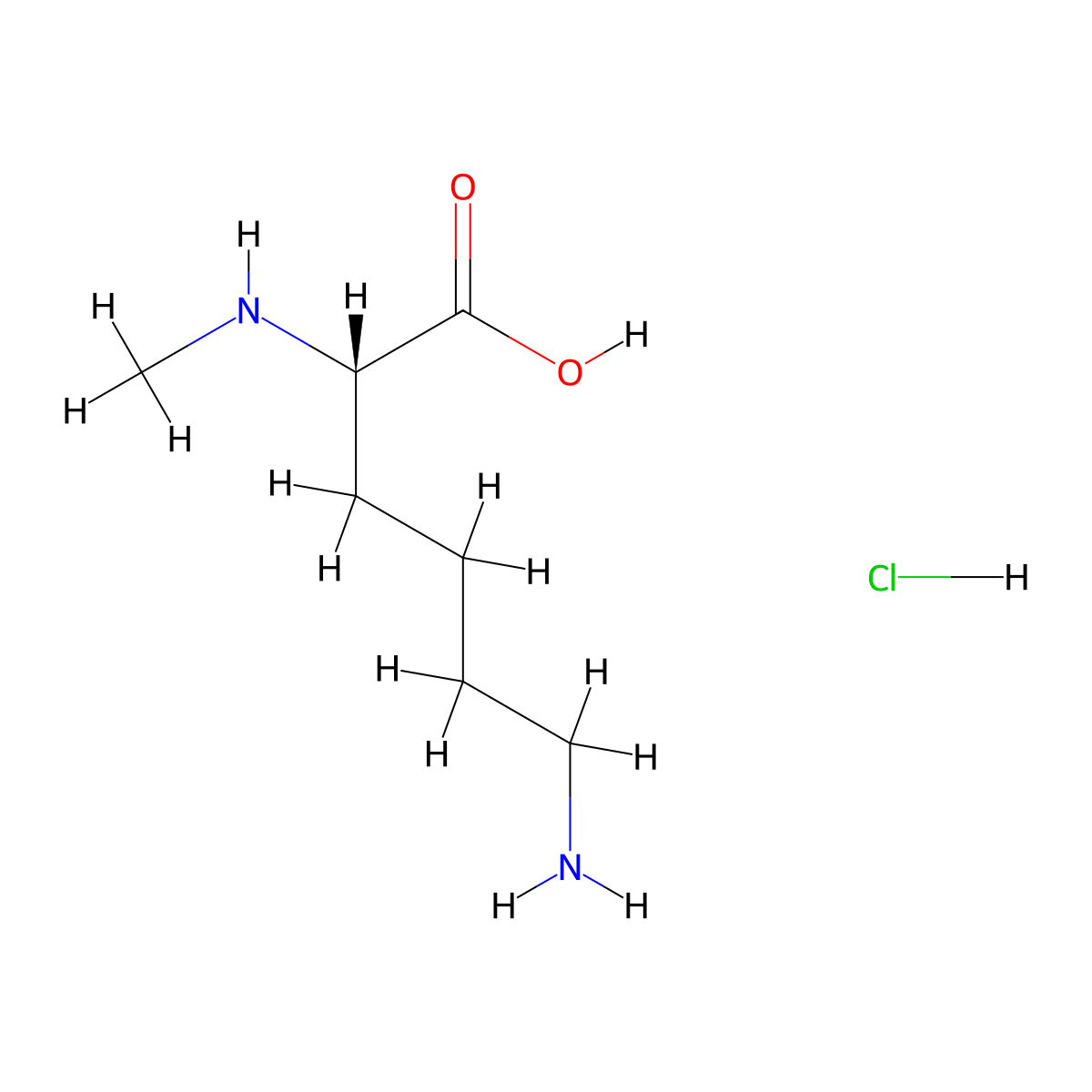N-alpha-Methyl-L-lysine hydrochloride molecular structure, CAS 14000-28-3