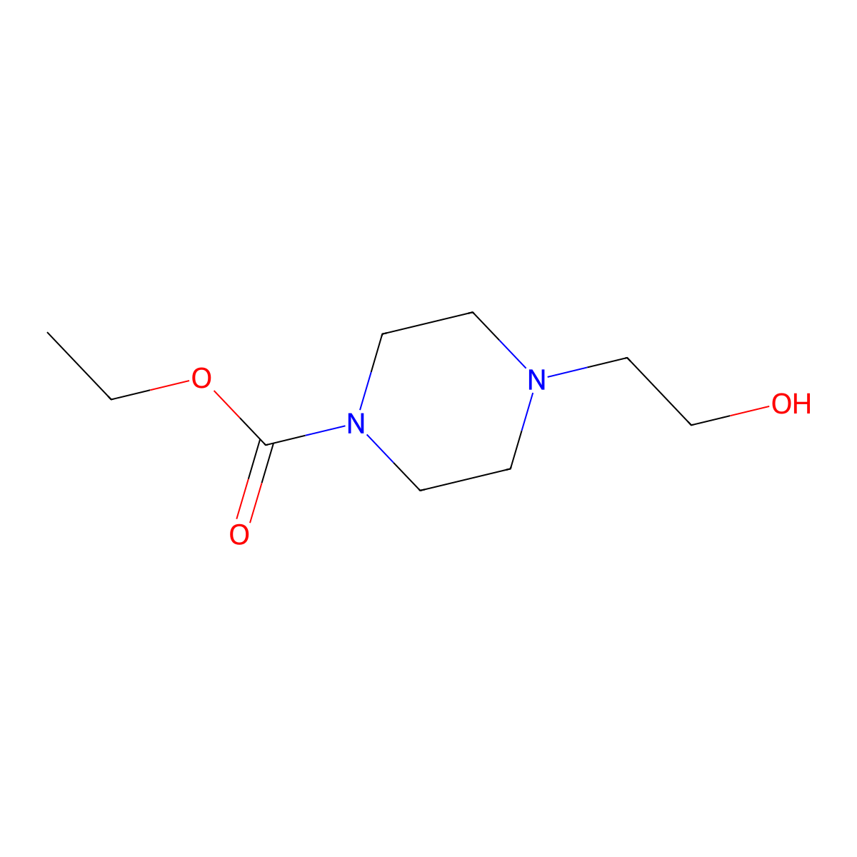 Ethyl 4-(2-hydroxyethyl)piperazine-1-carboxylate molecular structure, CAS 14000-66-9
